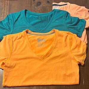 Nike Dri-FIT Teal and Orange V-Neck T-Shirts